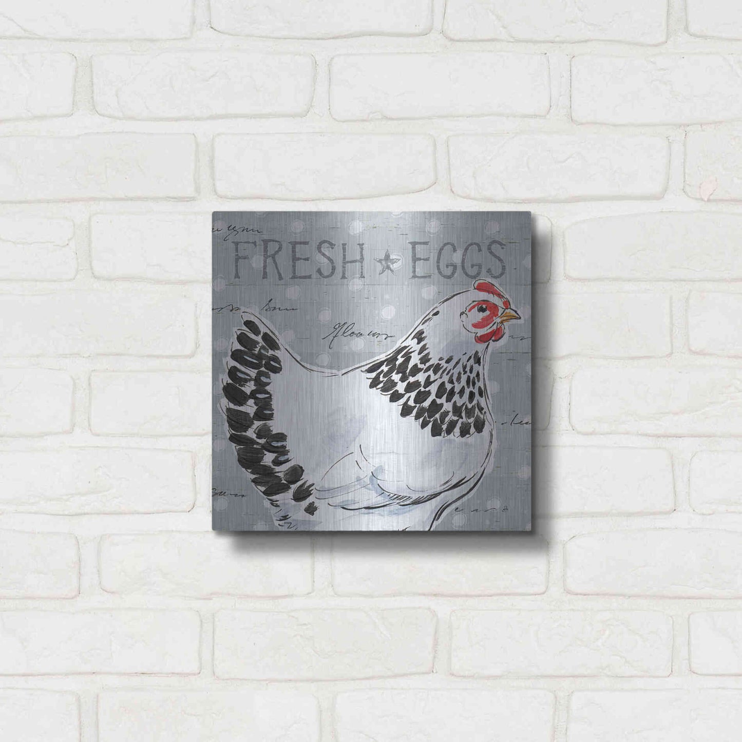 Luxe Metal Art 'Roosters Call II' by Daphne Brissonet, Metal Wall Art,12x12