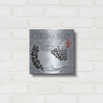 Luxe Metal Art 'Roosters Call II' by Daphne Brissonet, Metal Wall Art,12x12