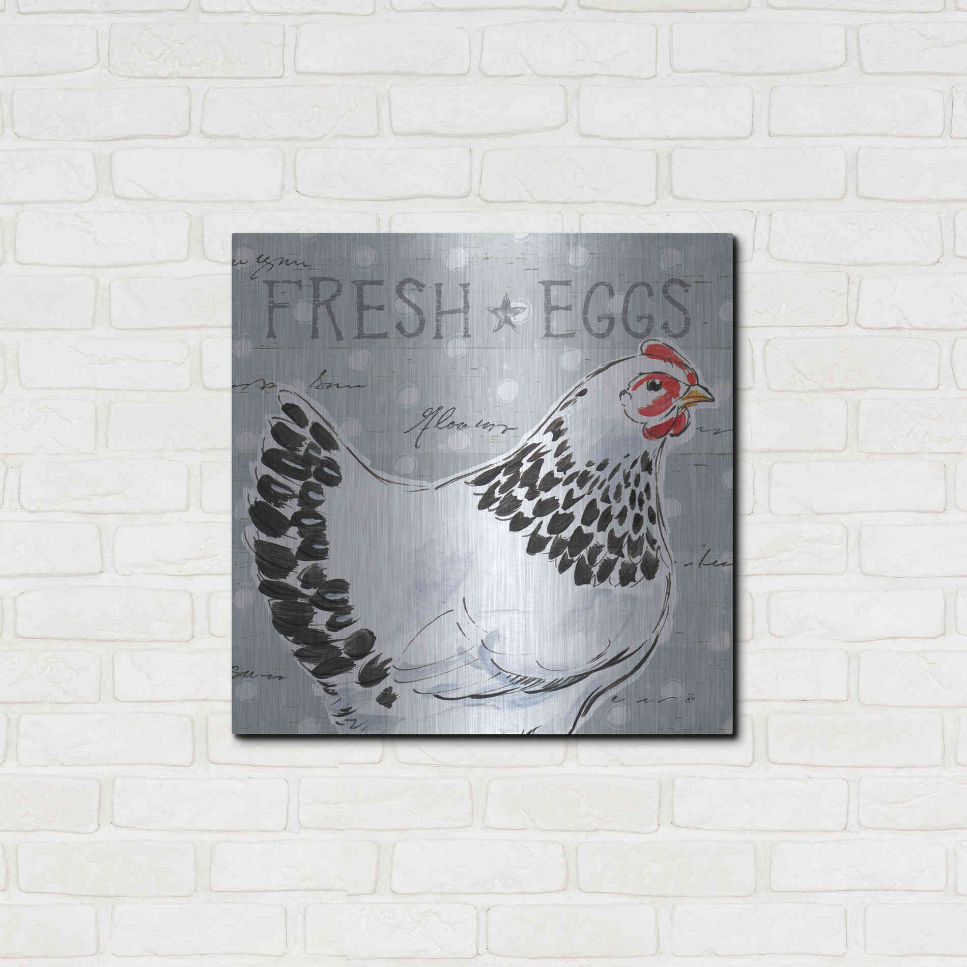 Luxe Metal Art 'Roosters Call II' by Daphne Brissonet, Metal Wall Art,24x24