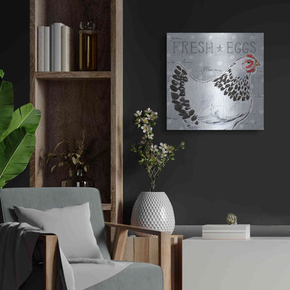 Luxe Metal Art 'Roosters Call II' by Daphne Brissonet, Metal Wall Art,24x24