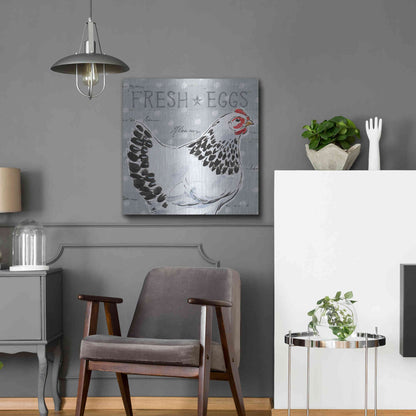 Luxe Metal Art 'Roosters Call II' by Daphne Brissonet, Metal Wall Art,24x24