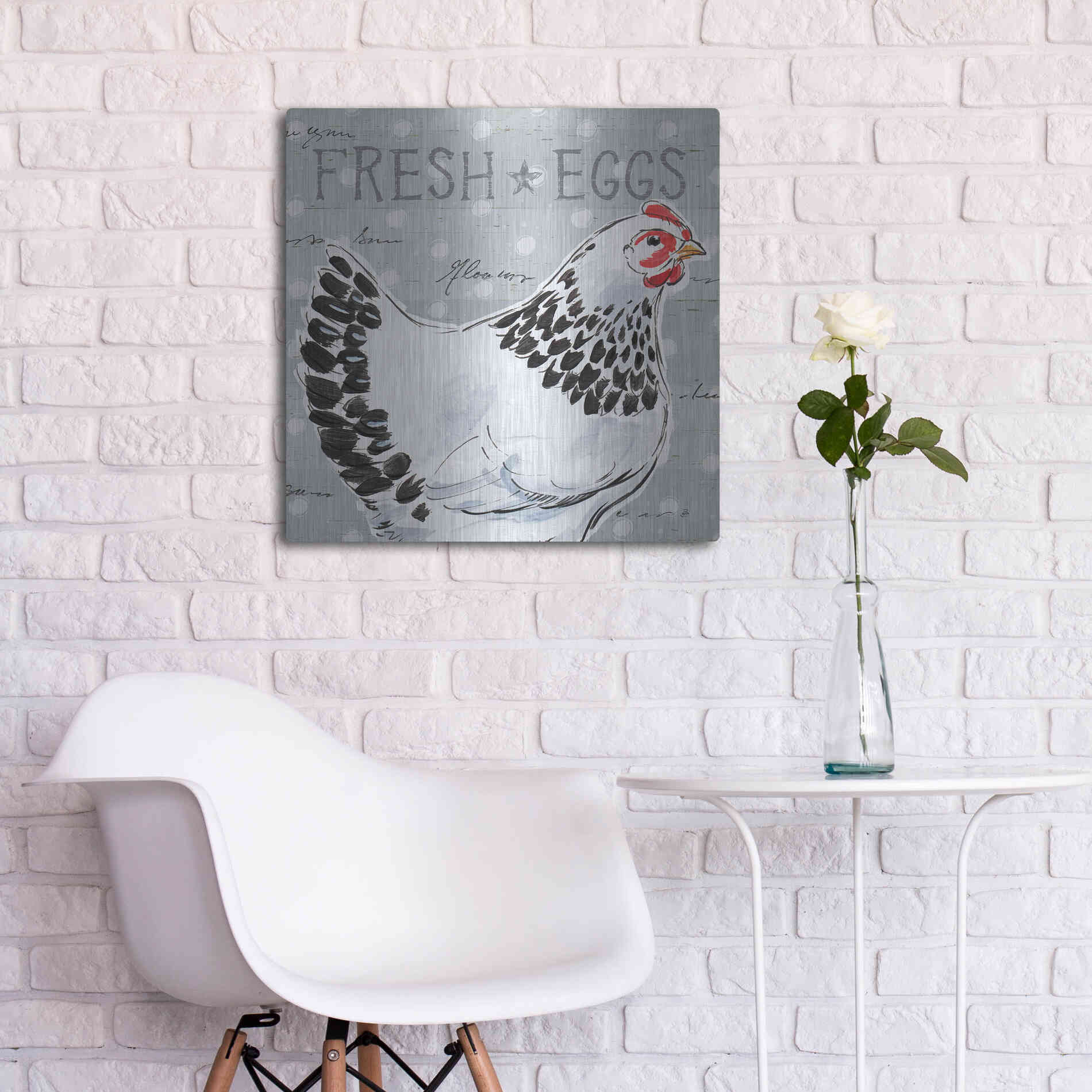 Luxe Metal Art 'Roosters Call II' by Daphne Brissonet, Metal Wall Art,24x24