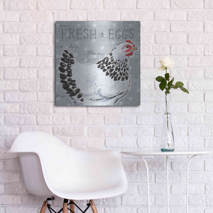 Luxe Metal Art 'Roosters Call II' by Daphne Brissonet, Metal Wall Art,24x24