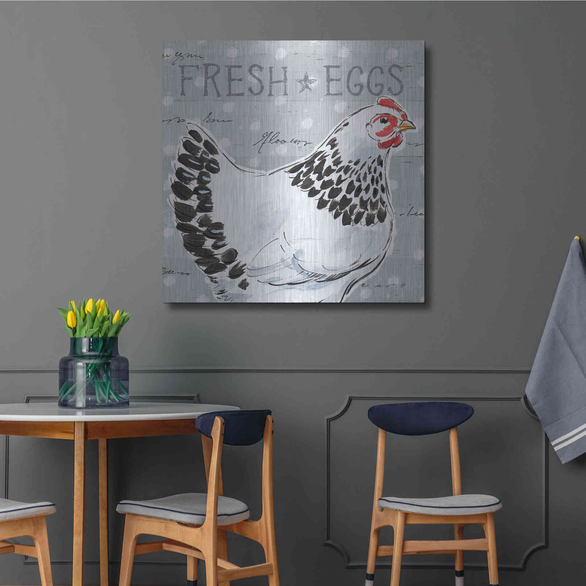 Luxe Metal Art 'Roosters Call II' by Daphne Brissonet, Metal Wall Art,36x36