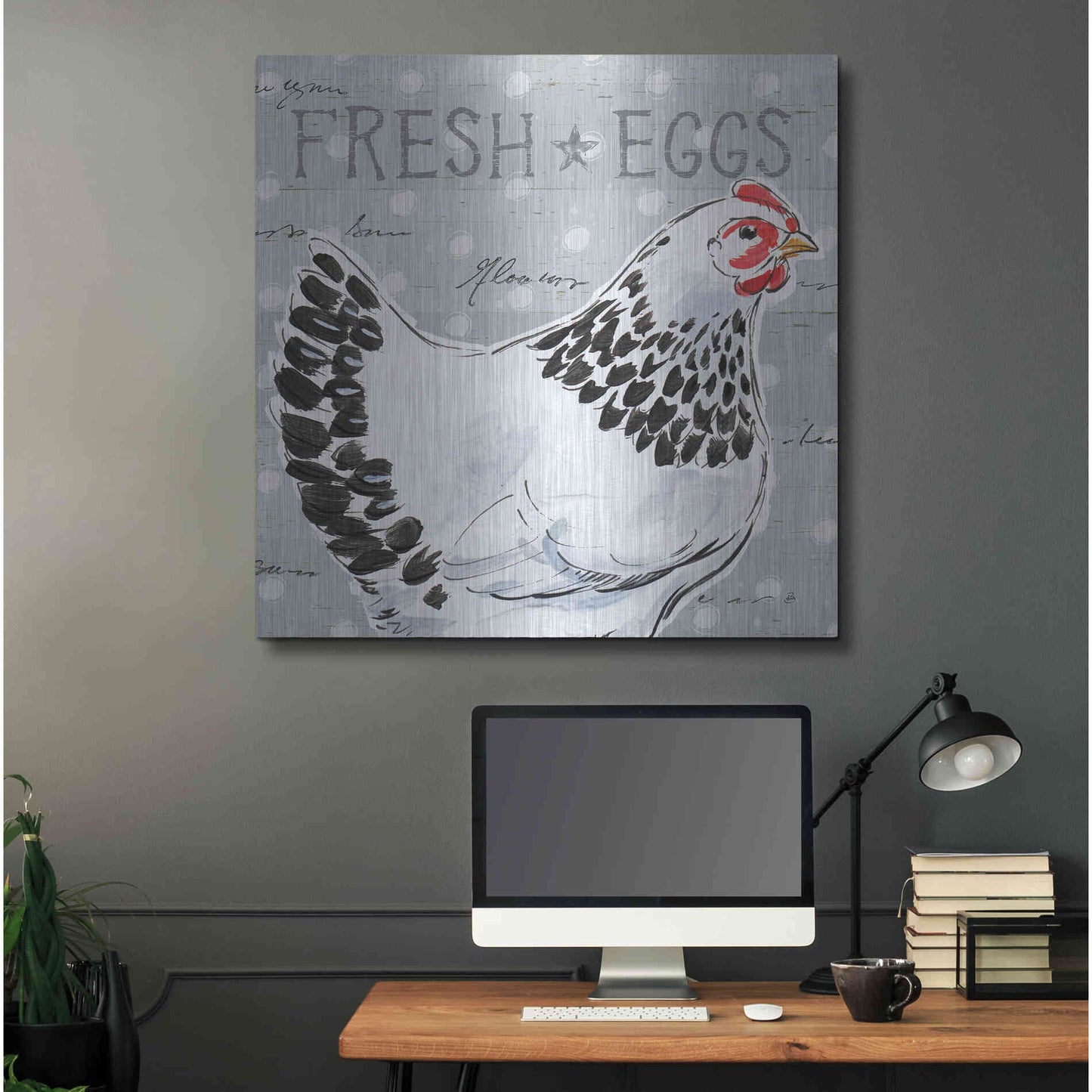 Luxe Metal Art 'Roosters Call II' by Daphne Brissonet, Metal Wall Art,36x36