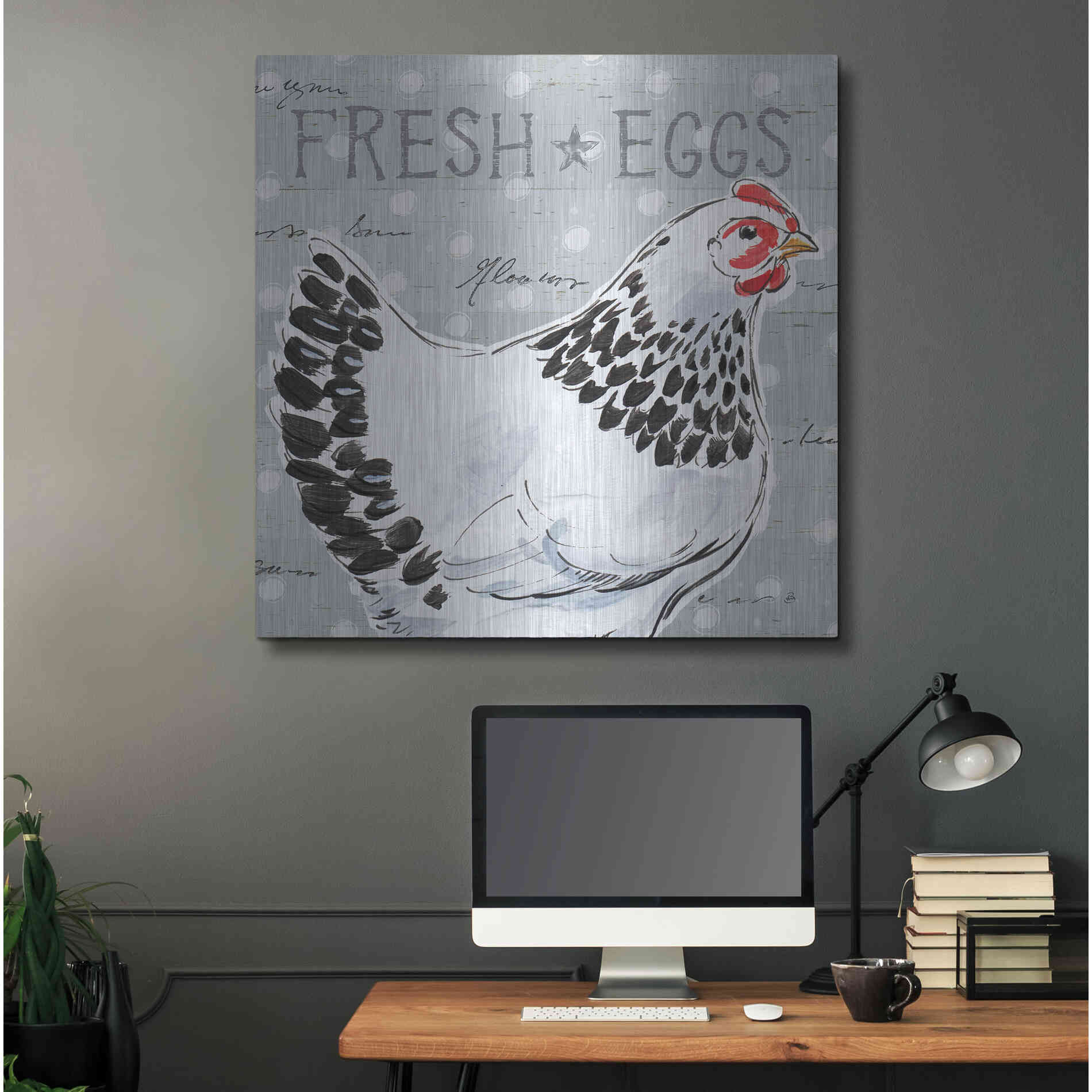 Luxe Metal Art 'Roosters Call II' by Daphne Brissonet, Metal Wall Art,36x36