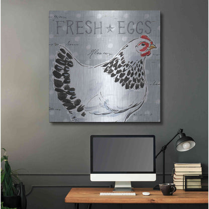 Luxe Metal Art 'Roosters Call II' by Daphne Brissonet, Metal Wall Art,36x36
