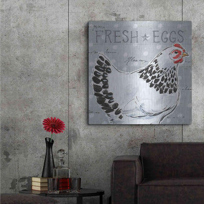 Luxe Metal Art 'Roosters Call II' by Daphne Brissonet, Metal Wall Art,36x36
