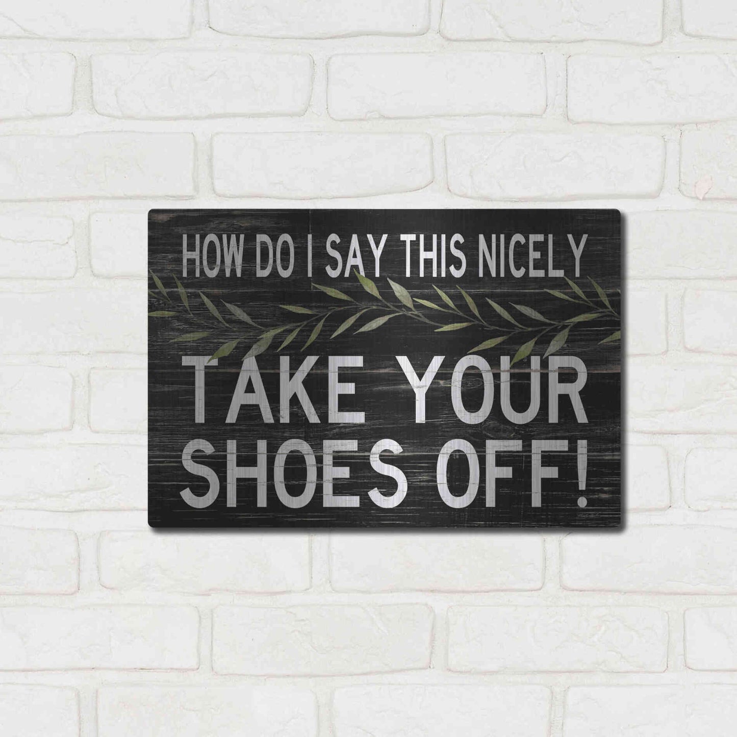 Luxe Metal Art 'Take Your Shoes Off' by Cindy Jacobs, Metal Wall Art,16x12