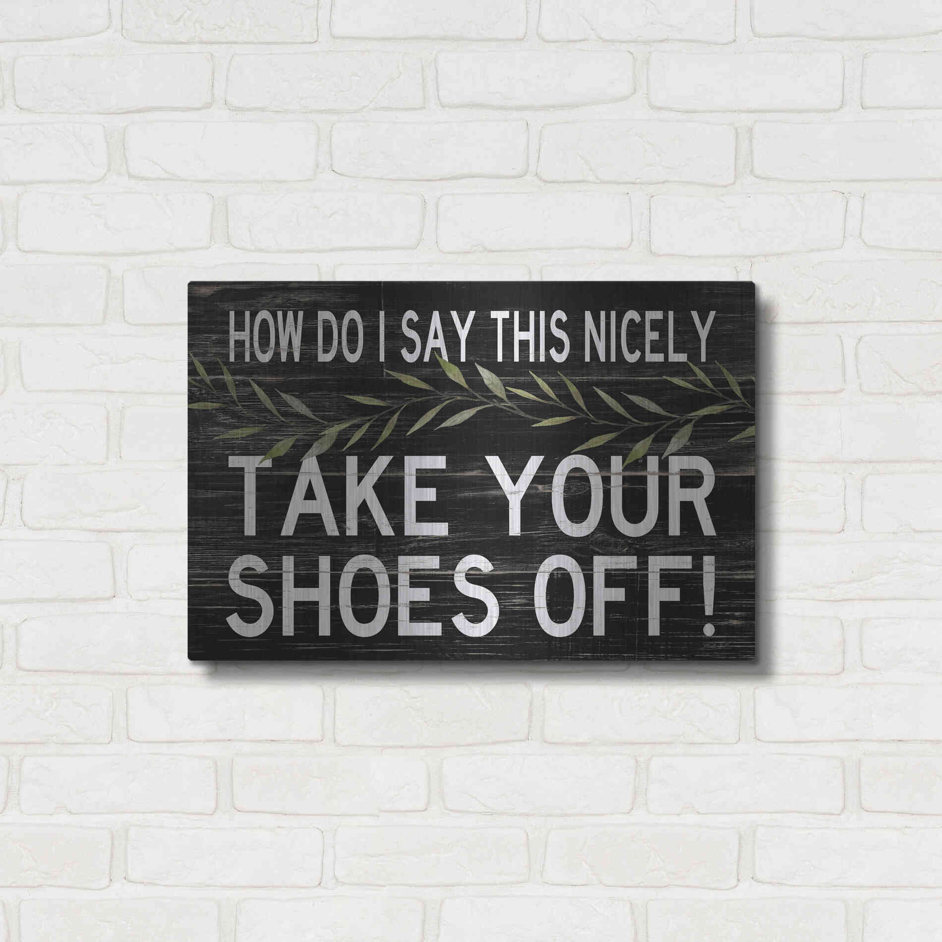 Luxe Metal Art 'Take Your Shoes Off' by Cindy Jacobs, Metal Wall Art,24x16