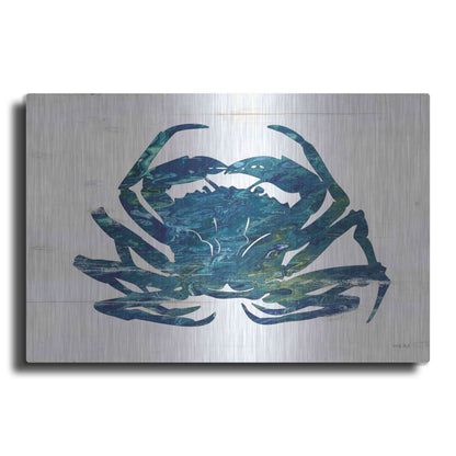 Luxe Metal Art 'Blue Coastal Crab' by Cindy Jacobs, Metal Wall Art