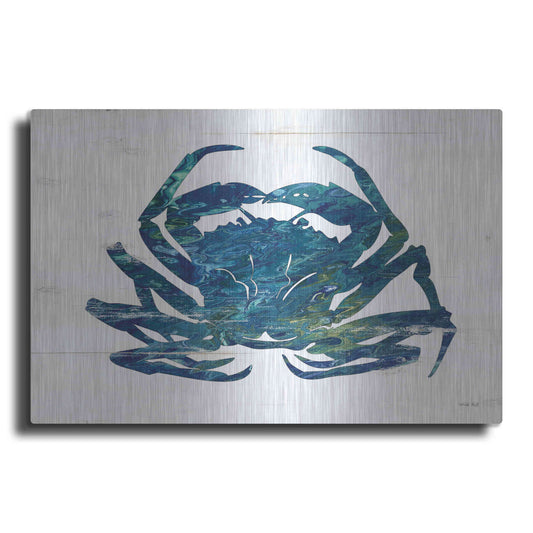 Luxe Metal Art 'Blue Coastal Crab' by Cindy Jacobs, Metal Wall Art