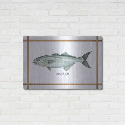 Luxe Metal Art 'Bluefish on White' by Cindy Jacobs, Metal Wall Art,36x24