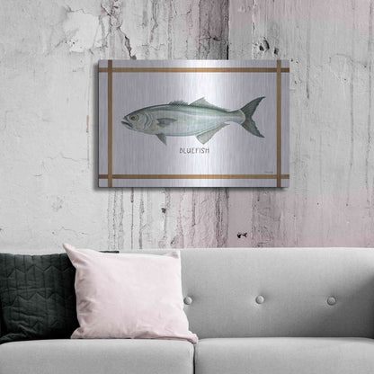 Luxe Metal Art 'Bluefish on White' by Cindy Jacobs, Metal Wall Art,36x24