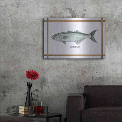 Luxe Metal Art 'Bluefish on White' by Cindy Jacobs, Metal Wall Art,36x24