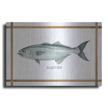 Luxe Metal Art 'Bluefish on White' by Cindy Jacobs, Metal Wall Art