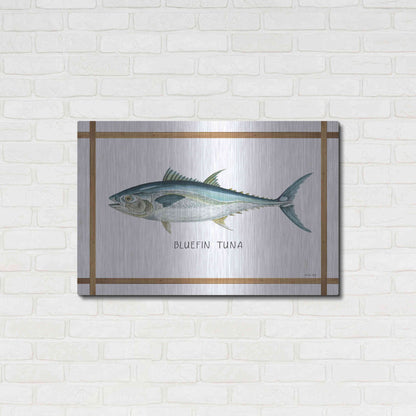 Luxe Metal Art 'Bluefin Tuna on White' by Cindy Jacobs, Metal Wall Art,36x24