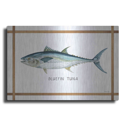 Luxe Metal Art 'Bluefin Tuna on White' by Cindy Jacobs, Metal Wall Art