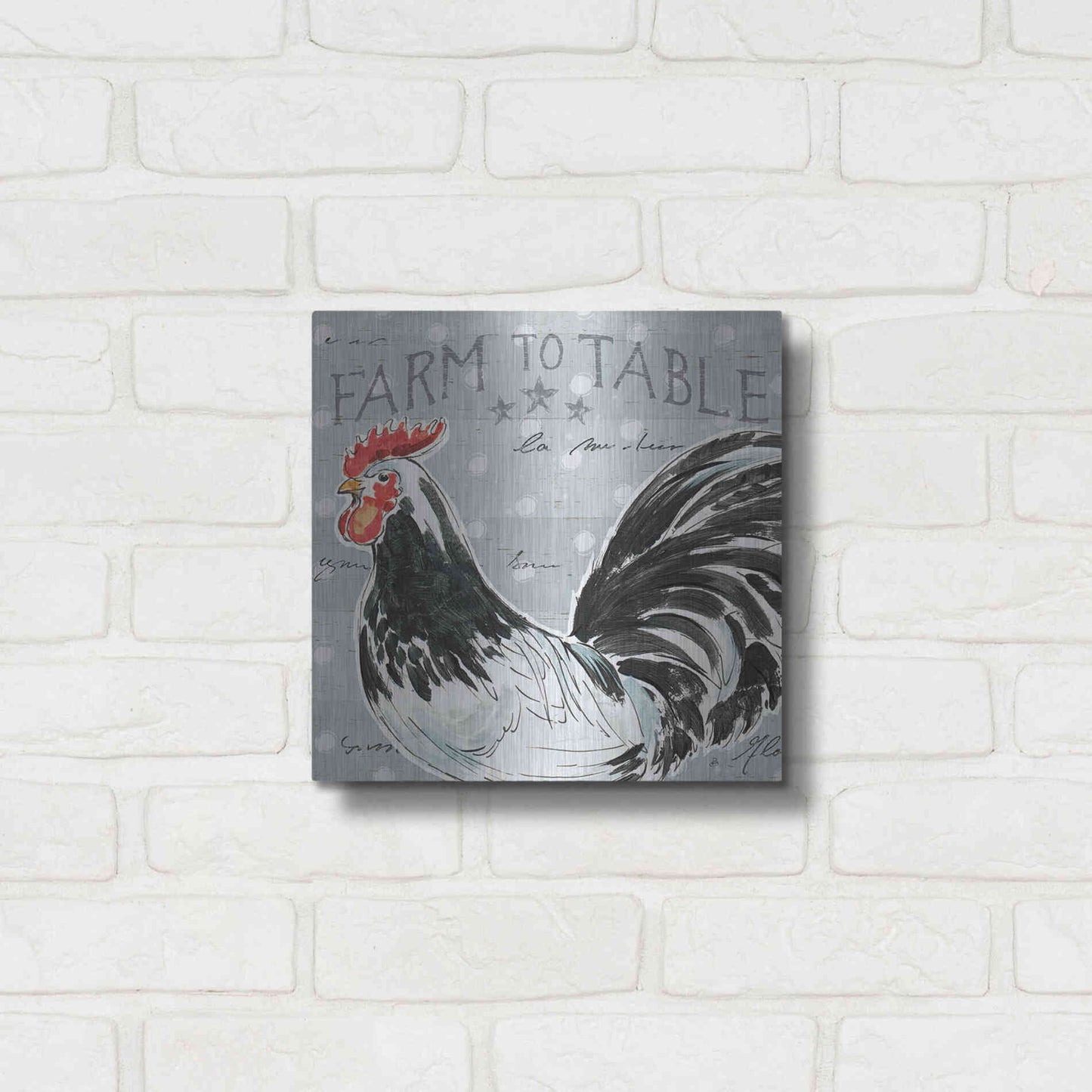 Luxe Metal Art 'Roosters Call III' by Daphne Brissonet, Metal Wall Art,12x12