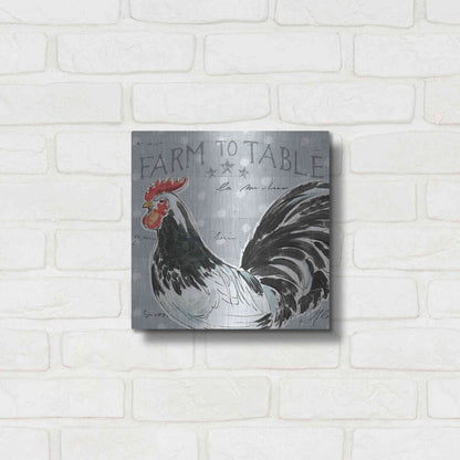 Luxe Metal Art 'Roosters Call III' by Daphne Brissonet, Metal Wall Art,12x12