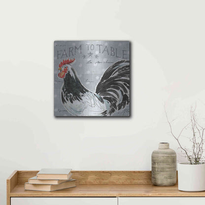 Luxe Metal Art 'Roosters Call III' by Daphne Brissonet, Metal Wall Art,12x12