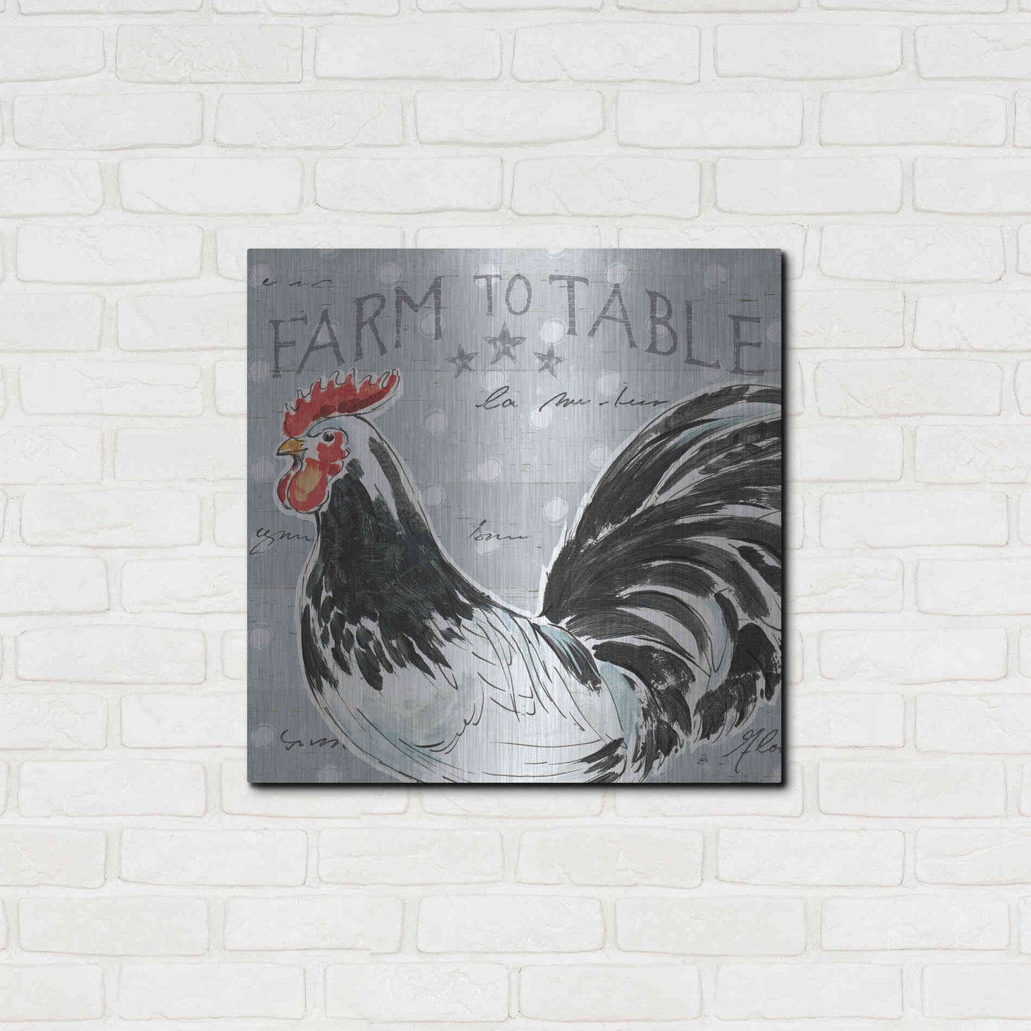 Luxe Metal Art 'Roosters Call III' by Daphne Brissonet, Metal Wall Art,24x24