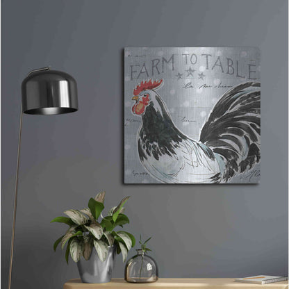 Luxe Metal Art 'Roosters Call III' by Daphne Brissonet, Metal Wall Art,24x24