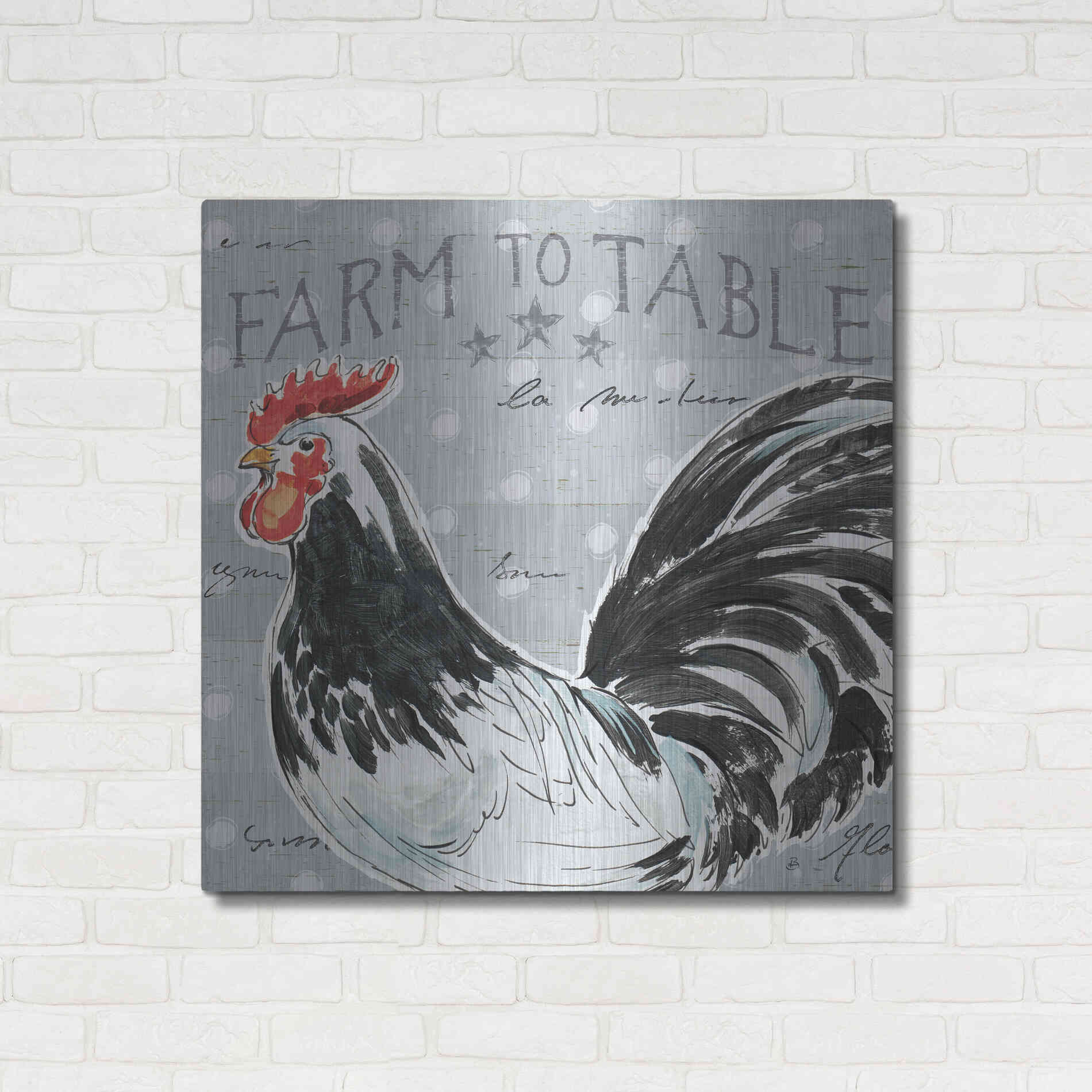 Luxe Metal Art 'Roosters Call III' by Daphne Brissonet, Metal Wall Art,36x36