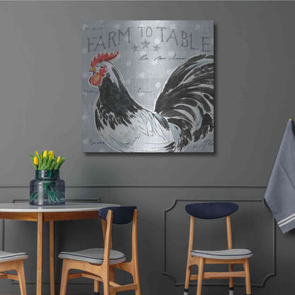 Luxe Metal Art 'Roosters Call III' by Daphne Brissonet, Metal Wall Art,36x36
