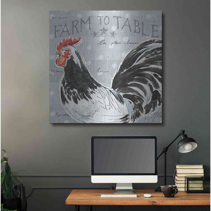 Luxe Metal Art 'Roosters Call III' by Daphne Brissonet, Metal Wall Art,36x36