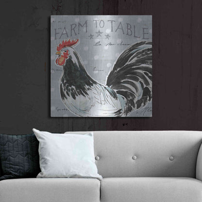 Luxe Metal Art 'Roosters Call III' by Daphne Brissonet, Metal Wall Art,36x36