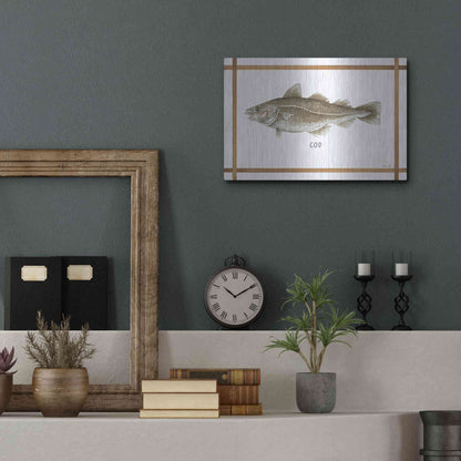 Luxe Metal Art 'Cod on White' by Cindy Jacobs, Metal Wall Art,16x12