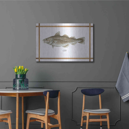 Luxe Metal Art 'Cod on White' by Cindy Jacobs, Metal Wall Art,36x24