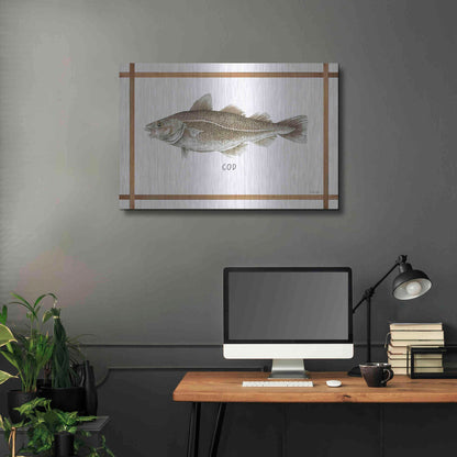 Luxe Metal Art 'Cod on White' by Cindy Jacobs, Metal Wall Art,36x24