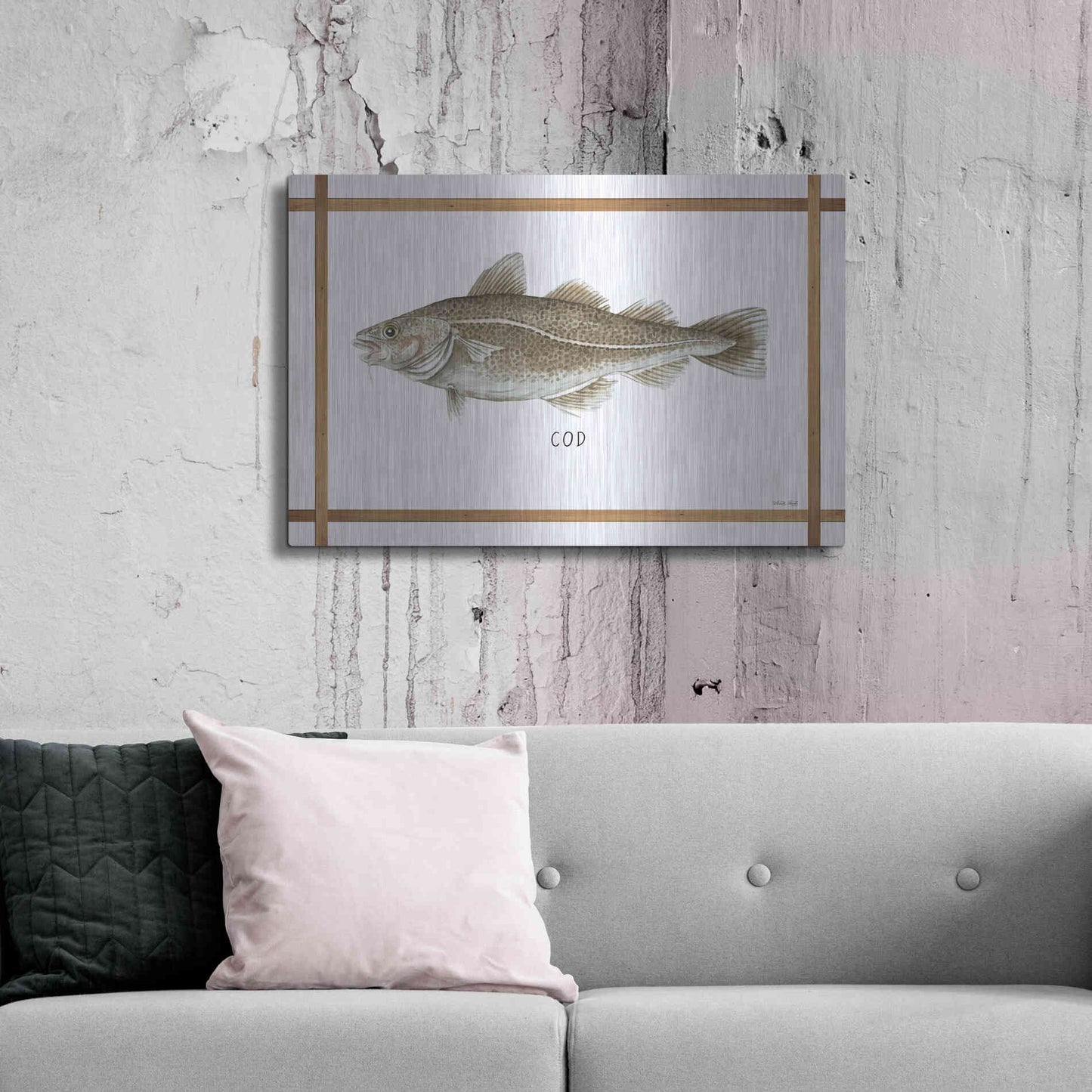 Luxe Metal Art 'Cod on White' by Cindy Jacobs, Metal Wall Art,36x24