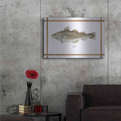 Luxe Metal Art 'Cod on White' by Cindy Jacobs, Metal Wall Art,36x24