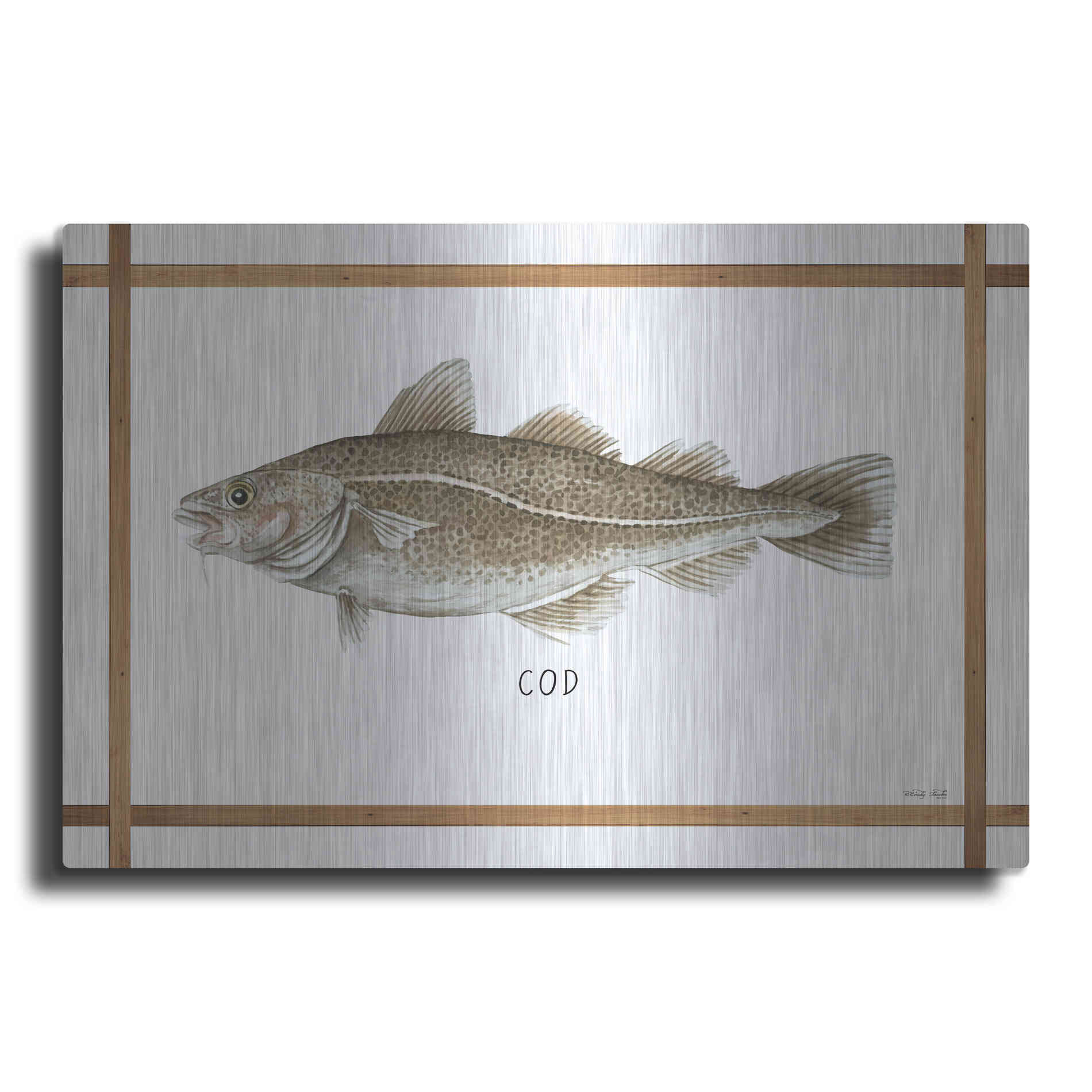 Luxe Metal Art 'Cod on White' by Cindy Jacobs, Metal Wall Art