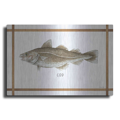 Luxe Metal Art 'Cod on White' by Cindy Jacobs, Metal Wall Art