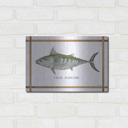 Luxe Metal Art 'False Albacore on White' by Cindy Jacobs, Metal Wall Art,16x12