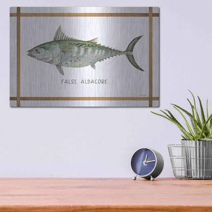 Luxe Metal Art 'False Albacore on White' by Cindy Jacobs, Metal Wall Art,16x12