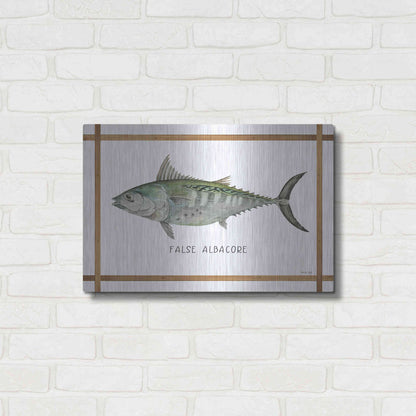 Luxe Metal Art 'False Albacore on White' by Cindy Jacobs, Metal Wall Art,24x16
