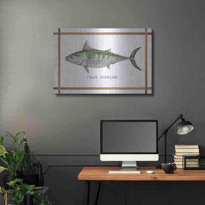 Luxe Metal Art 'False Albacore on White' by Cindy Jacobs, Metal Wall Art,36x24