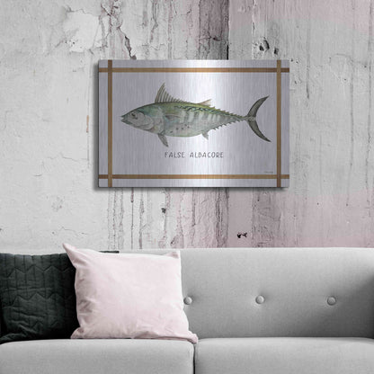 Luxe Metal Art 'False Albacore on White' by Cindy Jacobs, Metal Wall Art,36x24