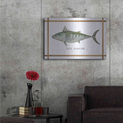 Luxe Metal Art 'False Albacore on White' by Cindy Jacobs, Metal Wall Art,36x24
