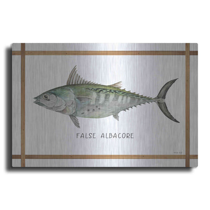 Luxe Metal Art 'False Albacore on White' by Cindy Jacobs, Metal Wall Art