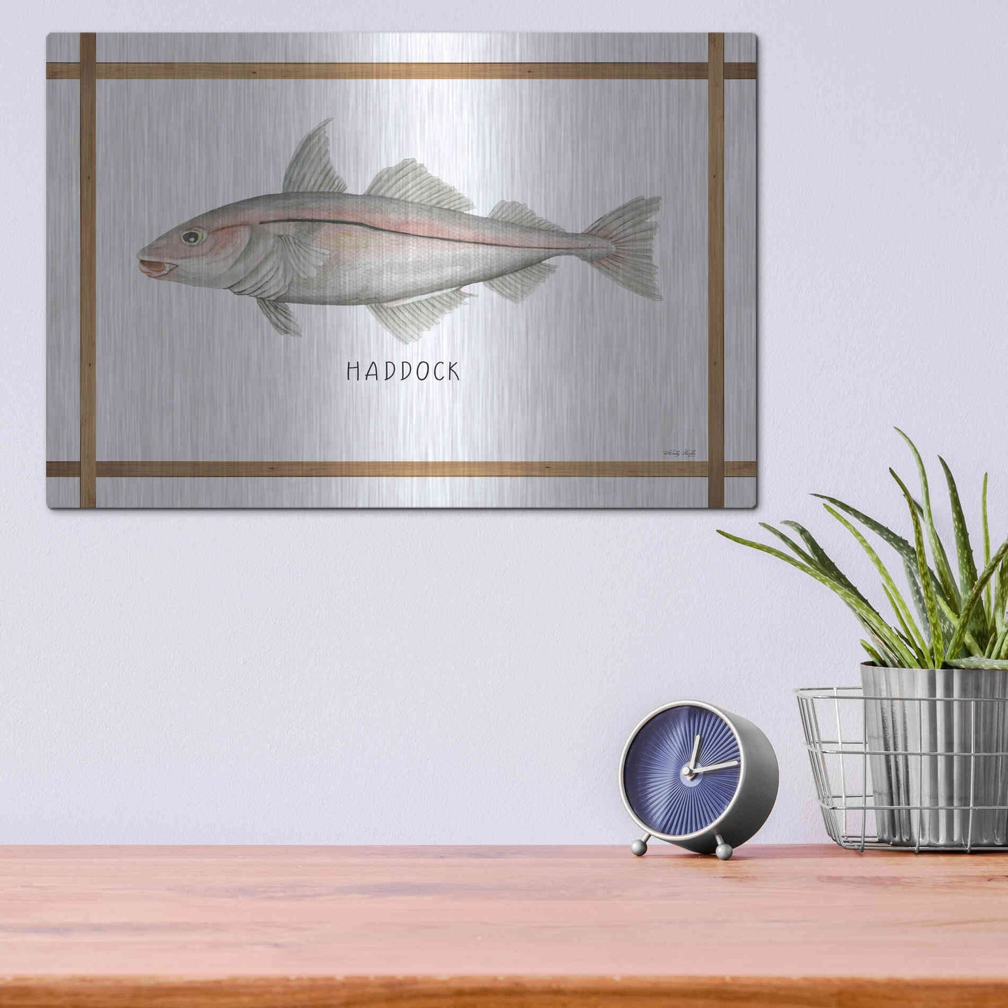 Luxe Metal Art 'Haddock on White' by Cindy Jacobs, Metal Wall Art,16x12