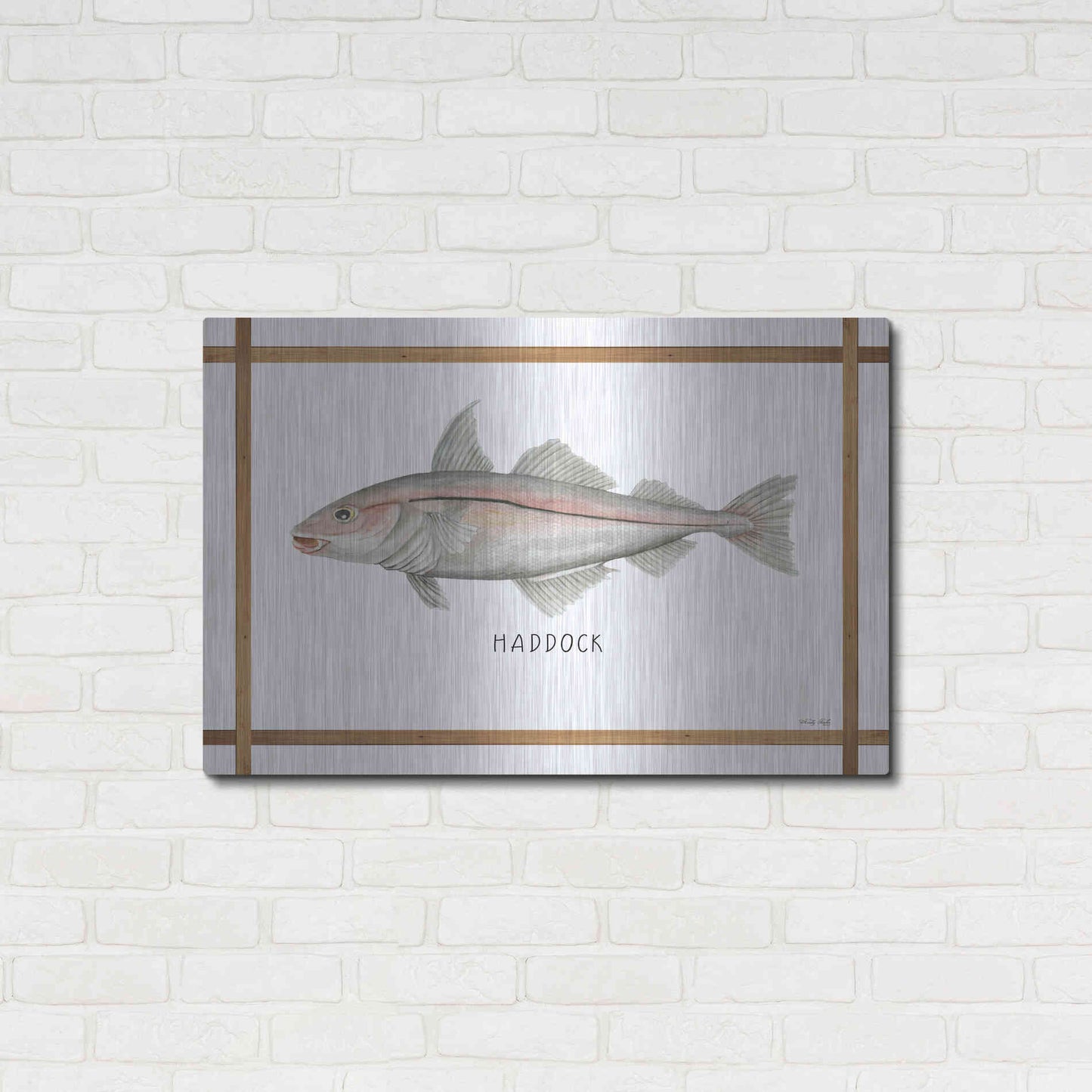 Luxe Metal Art 'Haddock on White' by Cindy Jacobs, Metal Wall Art,36x24