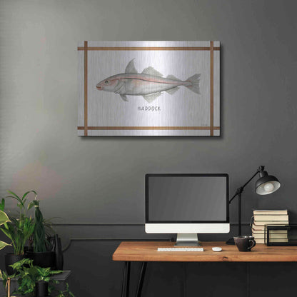 Luxe Metal Art 'Haddock on White' by Cindy Jacobs, Metal Wall Art,36x24