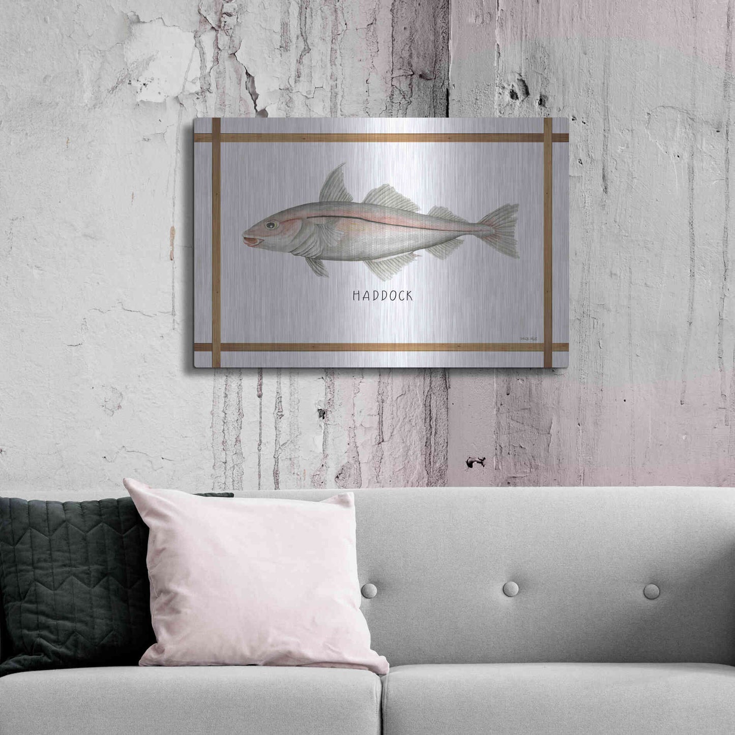 Luxe Metal Art 'Haddock on White' by Cindy Jacobs, Metal Wall Art,36x24
