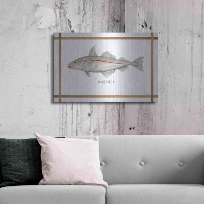 Luxe Metal Art 'Haddock on White' by Cindy Jacobs, Metal Wall Art,36x24
